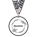 3-1/2" Standard Shape Custom Black Acrylic Medal With Any Grosgrain Neck Ribbon.