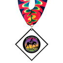 3-1/2" Standard Shape Custom Black Acrylic Medal With Stock Millennium Neck Ribbon.