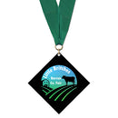 3-1/2" Standard Shape Custom Black Acrylic Medal With Any Grosgrain Neck Ribbon.