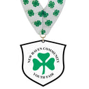 3-1/2" Standard Shape Custom Black Acrylic Medal With Stock Millennium Neck Ribbon.