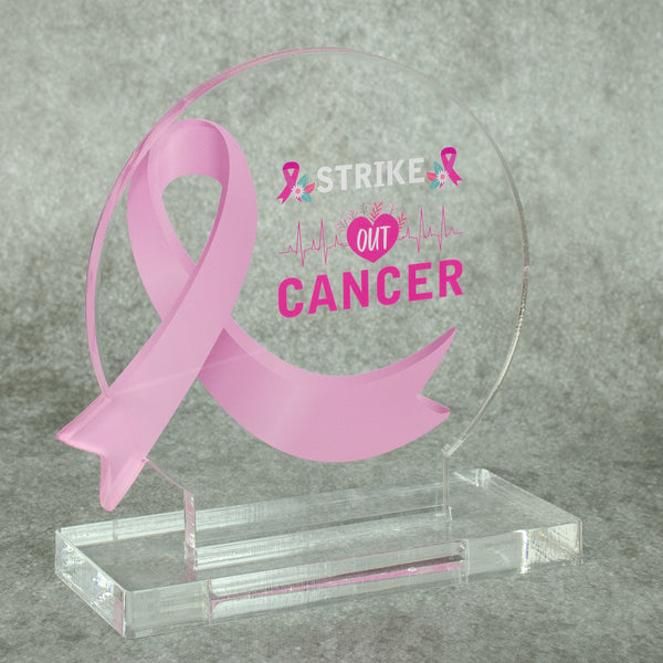5" Round Custom Awareness Acrylic Award With Clear Acrylic Base