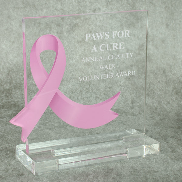 5" Square Custom Awareness Acrylic Award With Clear Acrylic Base