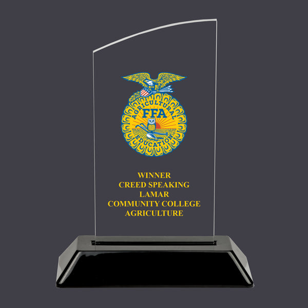 6-1/4" Custom Full Color Swatch Acrylic Award With Black Base