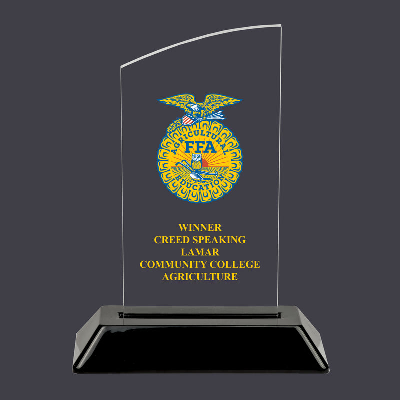 6-1/4" Custom Full Color Swatch Acrylic Award With Black Base