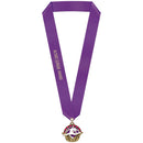 2" or 2-1/2" Stock SS Award Medal With Custom Satin Neck Ribbon