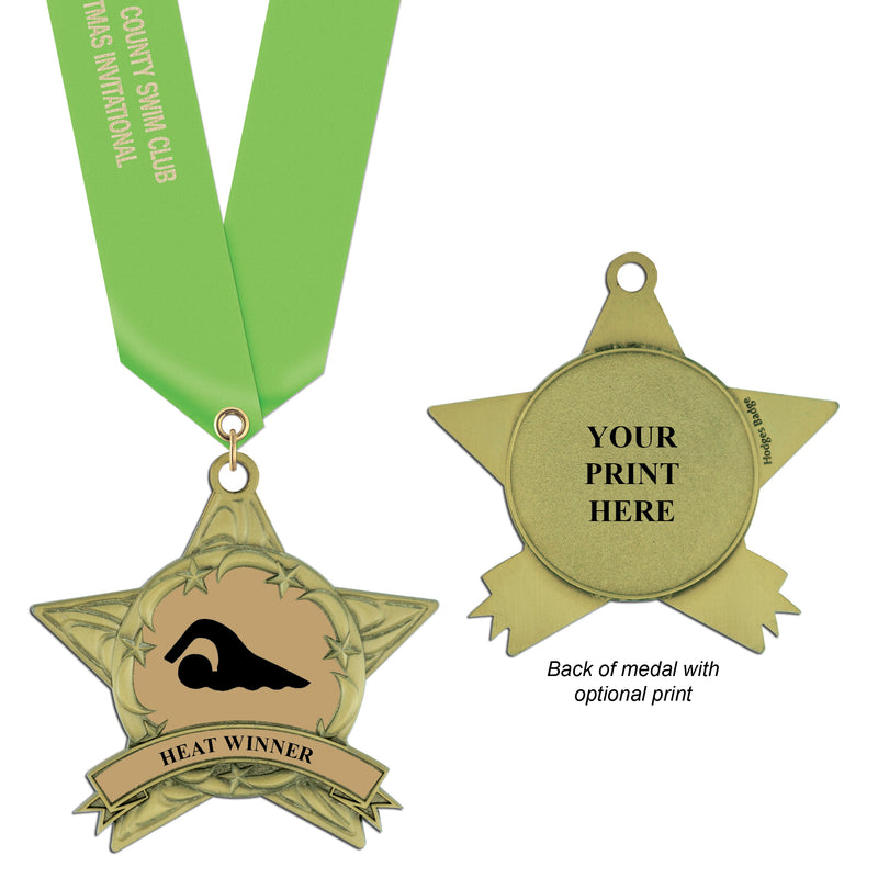 3-3/8" Custom AS14 All Star Award Medals With Satin Neck Ribbon