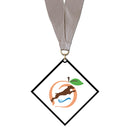 3-1/2" Standard Shape Custom Black Acrylic Medal With Any Grosgrain Neck Ribbon.