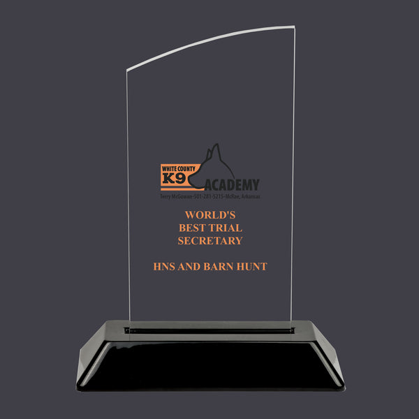 6-1/4" Custom Full Color Swatch Acrylic Award With Black Base