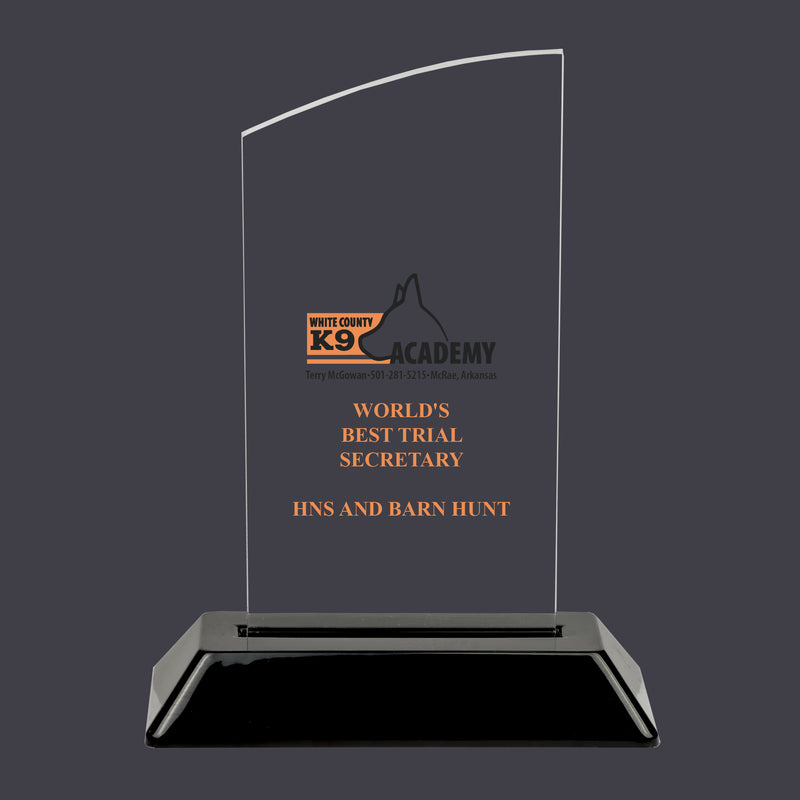 6-1/4" Custom Full Color Swatch Acrylic Award With Black Base