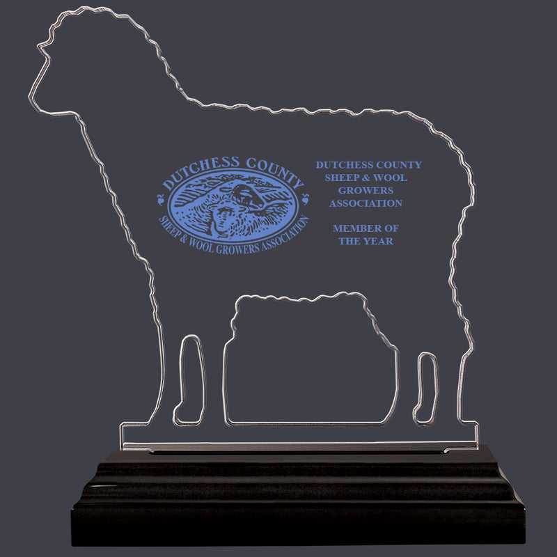 Sheep Shaped Acrylic Award Trophy w/ Black Base
