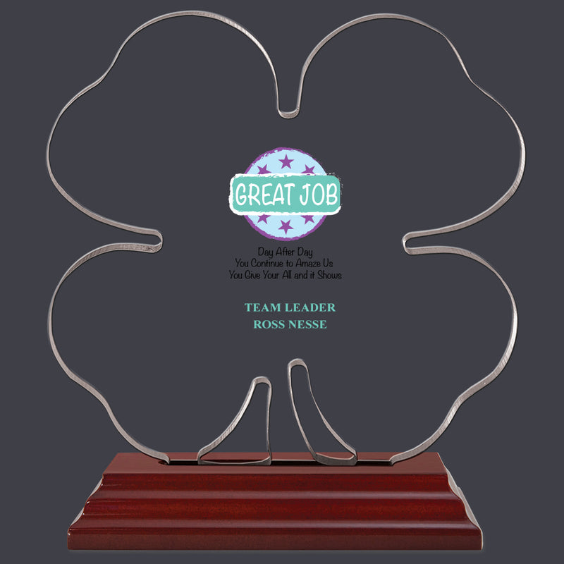 Full Color Clover Shaped Acrylic Award Trophy