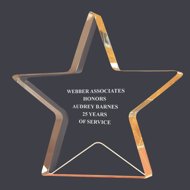 6" Custom Engraved Gold Star Shimmer Acrylic Award