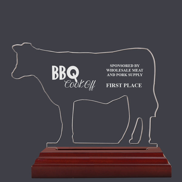 5-1/2" Custom Engraved Cattle Shaped Acrylic Award