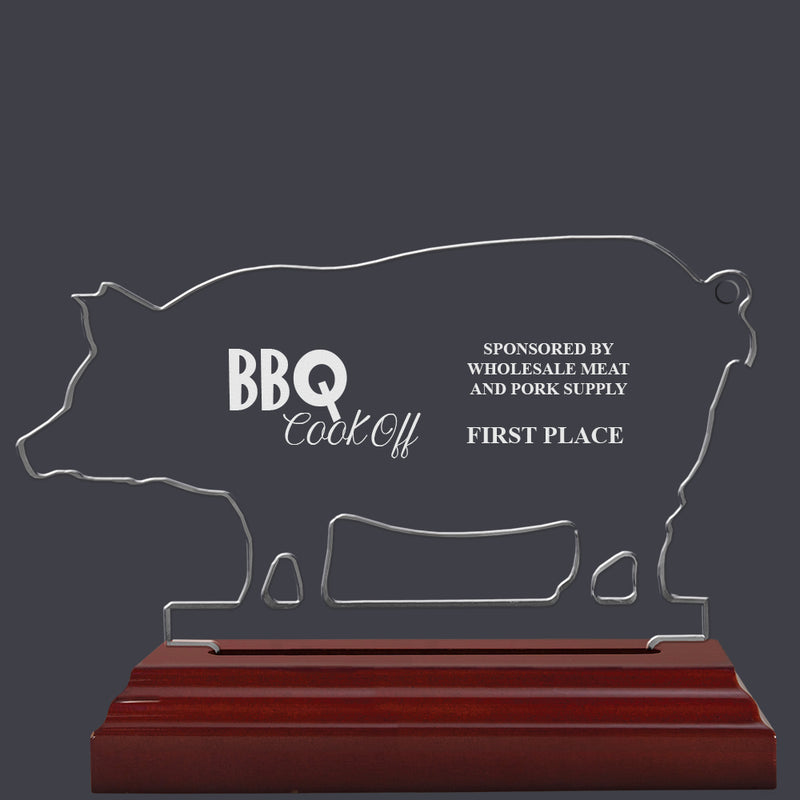 Engraved Hog Shaped Acrylic Award Trophy