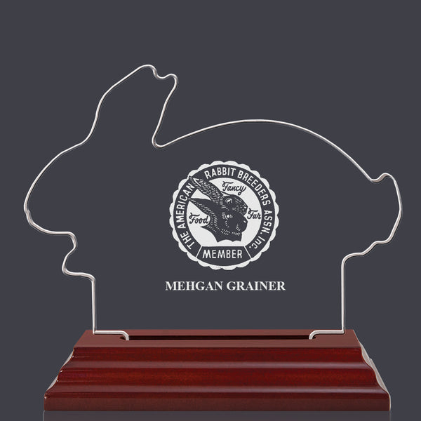 Engraved Rabbit Shaped Acrylic Award Trophy