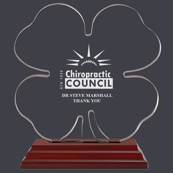 Engraved Clover Shaped Acrylic Award Trophy