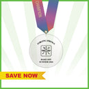 3-1/2" Standard Shape Custom Acrylic Medal With Specialty Satin Neck Ribbon - SALE