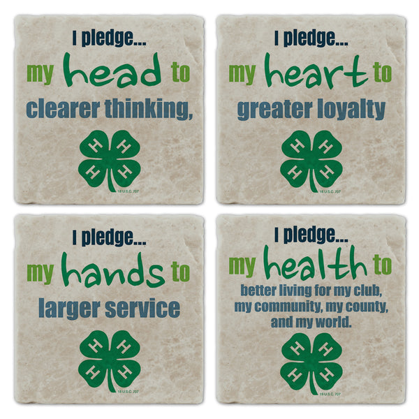 4" x 4" Tumbled Stone 4-H Pledge Coasters