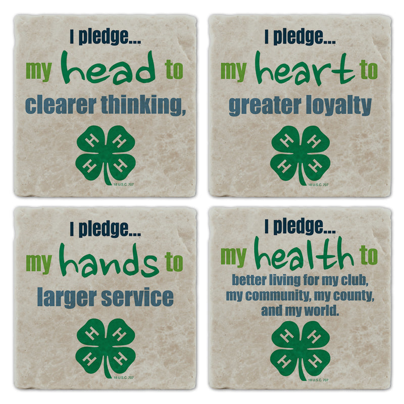 4" x 4" Tumbled Stone 4-H Pledge Coasters
