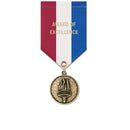 1-1/8" CX Award Medal With Specialty Satin Drape Ribbon