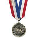 1-3/4" Custom HBX Award Medal With Specialty Satin Neck Ribbon