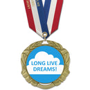 2-3/4" Custom XBX Award Medal With Specialty Satin Neck Ribbon