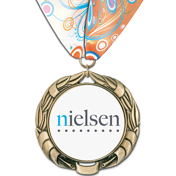 2-3/4” Custom XBX Award Medal With Custom Millennium Neck Ribbon