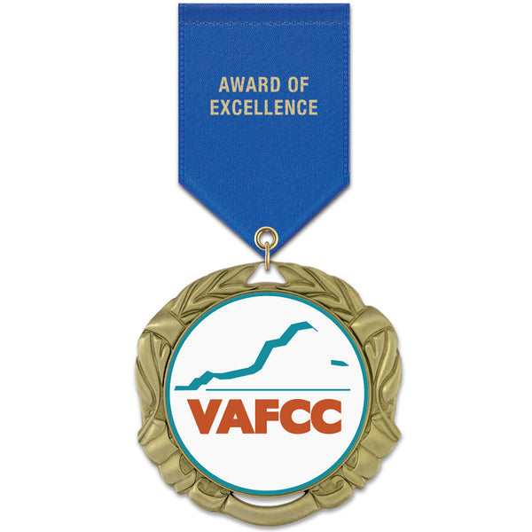 2-3/4" Custom XBX Award Medal With Satin Drape Ribbon