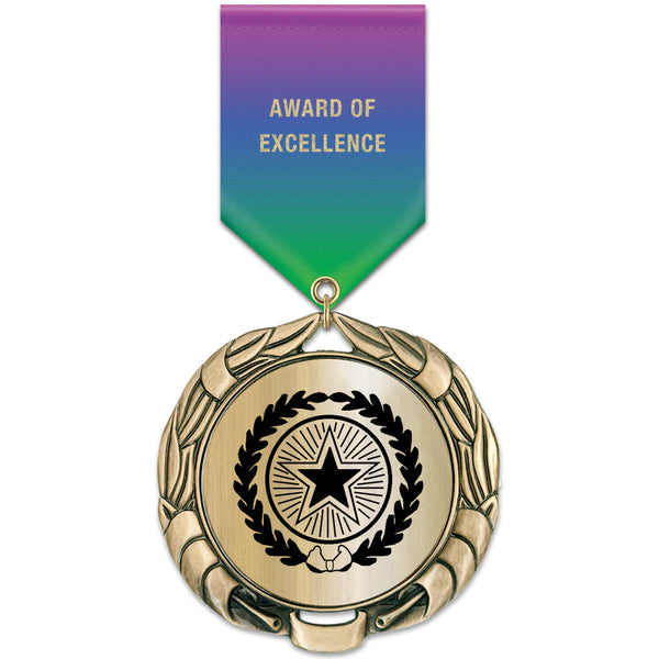 2-3/4" Custom XBX Award Medal With Satin Speciatly Drape Ribbon