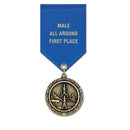 1-1/2" Medal MX Award Medal With Satin Drape Ribbon