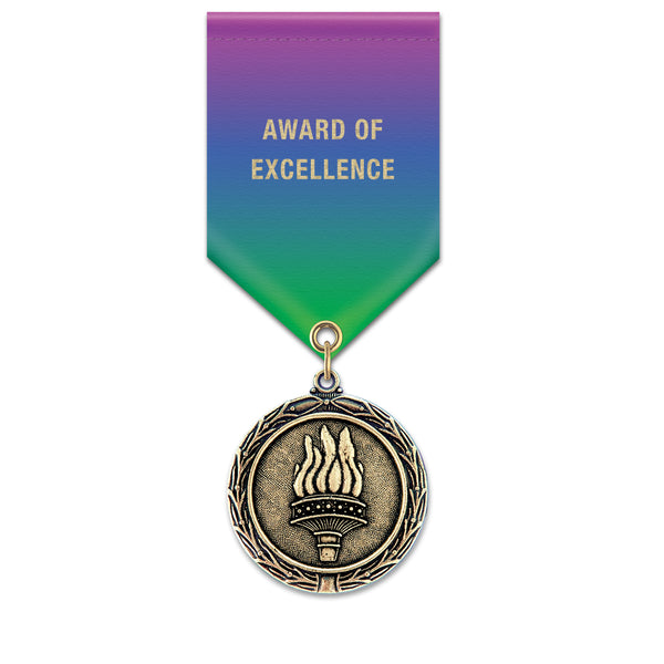 1-1/2" MX Award Medal With Specialty Satin Drape Ribbon