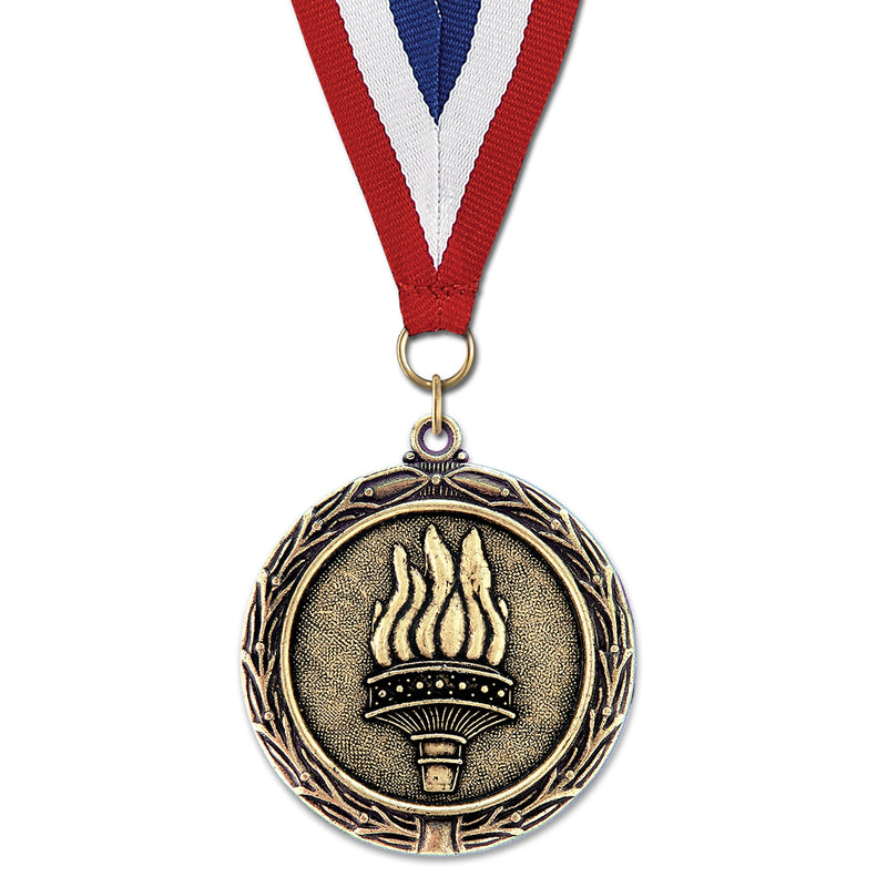 2-1/4" Stock LX Award Medal With Red/White/Blue or Year Grosgrain Neck Ribbon