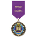 2-1/4" LXC Color Fill Medal With Satin Drape Ribbon