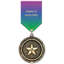 2-1/4" LX Award Medal With Specialty Satin Drape Ribbon