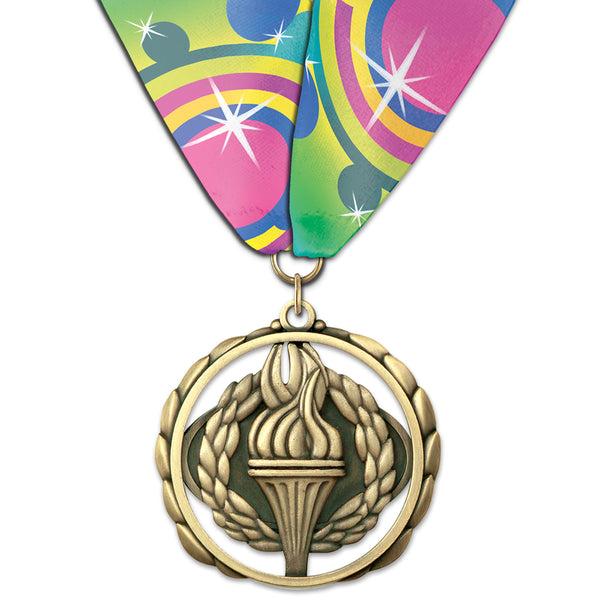 2-3/8" Custom ES Award Medal w/ Custom Millennium Neck Ribbon