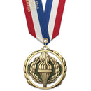 2-3/8" Custom ES Award Medal w/ Specialty Satin Neck Ribbon