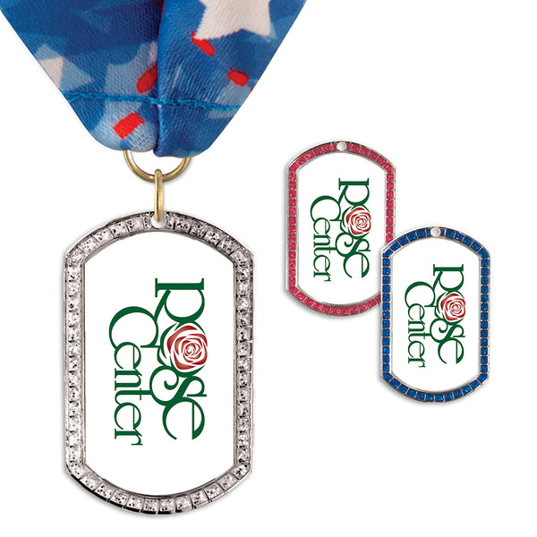 1-3/8" x 2-1/4" Custom GGM Tag Award Medal With Millennium Neck Ribbon
