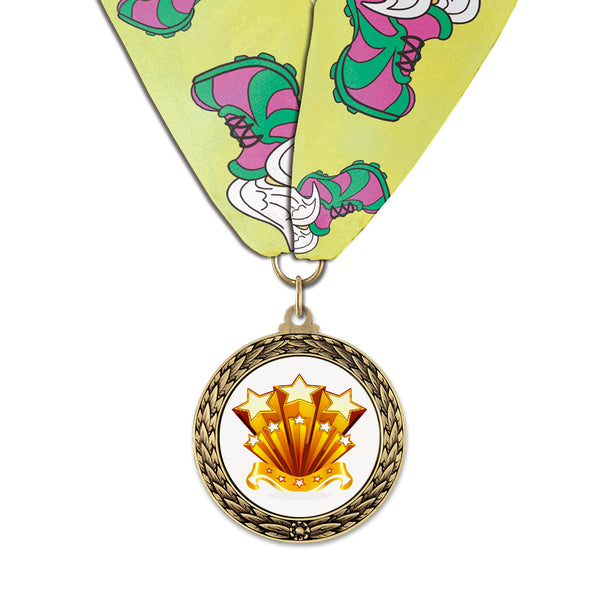 1-3/4" Custom LFL Award Medal With Custom Millennium Neck Ribbon