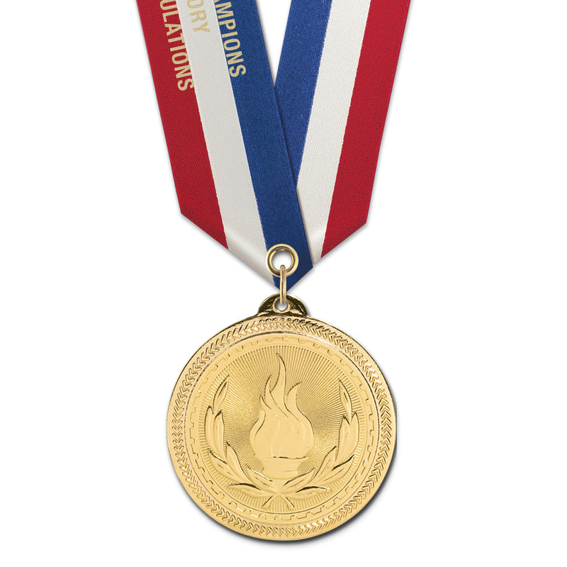 2" Custom BL Award Medal With Specialty Satin Neck Ribbon