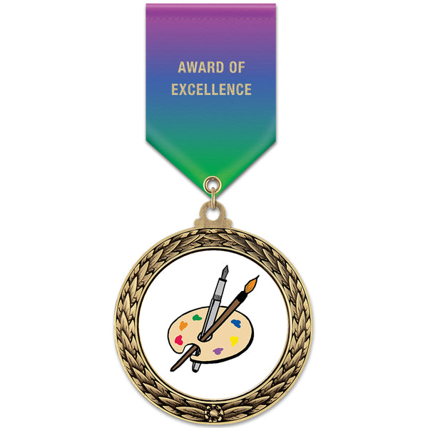 2-5/8" Custom GFL Award Medal With Specialty Satin Drape Ribbon
