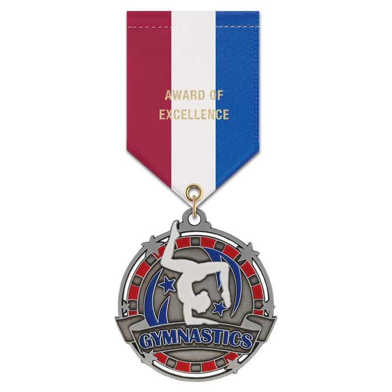 SS Custom Award Medal With Specialty Satin Drape Ribbon