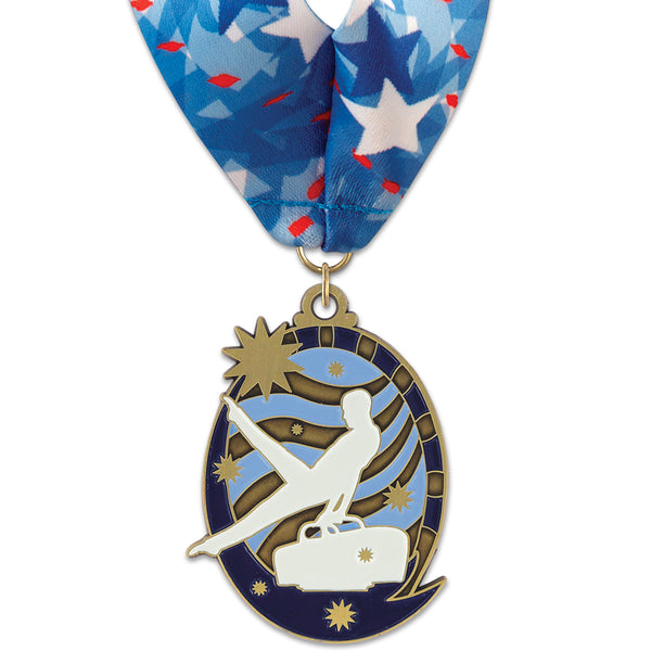 2" or 2-1/2" Custom Superstar Award Medal With Millennium Neck Ribbon