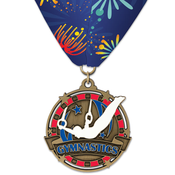 2" or 2-1/2" Custom Superstar Award Medal With Custom Millennium Neck Ribbon
