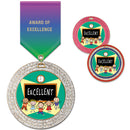 2-3/4" Custom GGM Award Medal With Specialty Satin Drape Ribbon