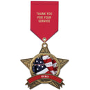 3-3/8" Custom AS14 Award Medal With Satin Drape Ribbon