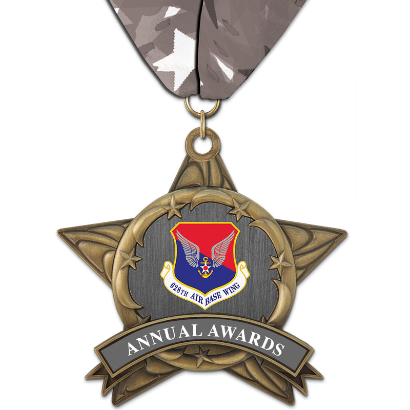 3-3/8" Custom AS14 All Star Award Medal With Custom Millennium Neck Ribbon