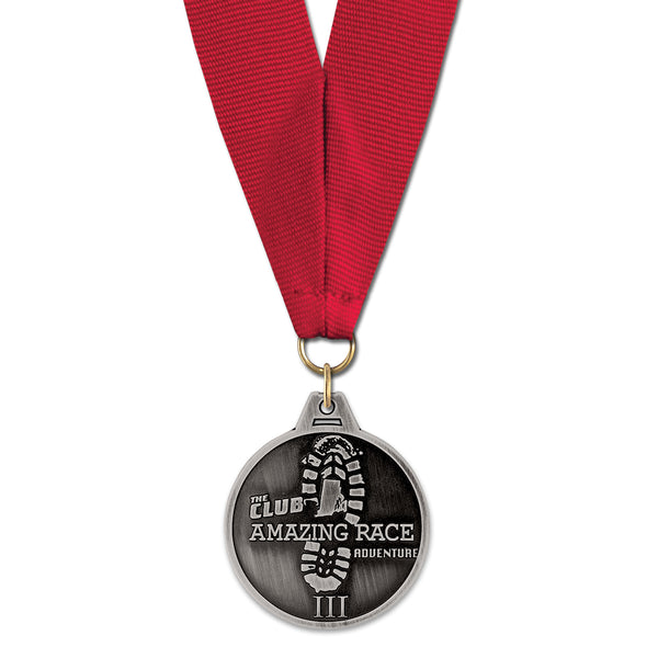 1-1/2" HM Custom Award Medal With Grosgrain Neck Ribbon