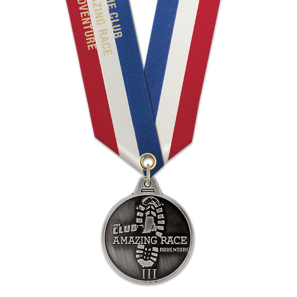 1-1/2" Custom HM Award Medal With Specialty Satin Neck Ribbon