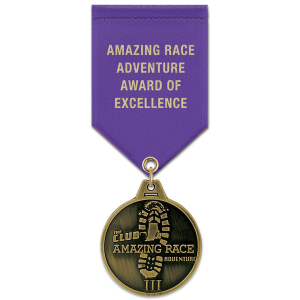 1-1/2" HM Custom Award Medal With Satin Drape Ribbon