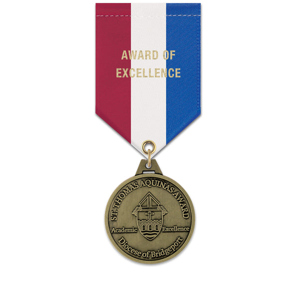 1-1/2" Custom HM Award Medal With Specialty Satin Drape Ribbon
